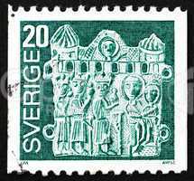 Postage stamp Sweden 1976 Pilgrim?s Badge, Adoration of the Magi