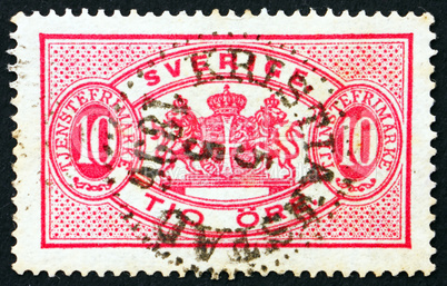 Postage stamp Sweden 1895 Arms of Sweden, Official Stamp