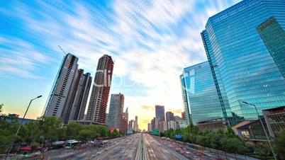 Skyscrapers in Beijing. Timelapse