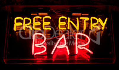 Free entry bar neon sign