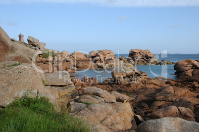 Brittany, pink granit rocks in Ploumanac h