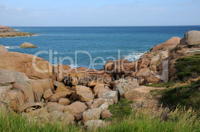 Brittany, pink granit rocks in Ploumanac h