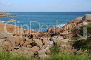 Brittany, pink granit rocks in Ploumanac h