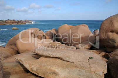 Brittany, pink granit rocks in Ploumanac h