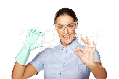 Lab technician with a test tube