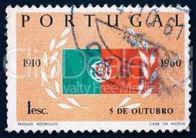 Postage stamp Portugal 1960 Flag and Laurel