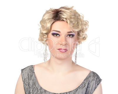 Portrait of drag queen. Man dressed as Woman