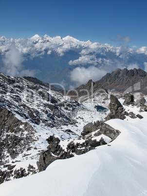 View From Surya Peak, High Mountain in The Himalayas