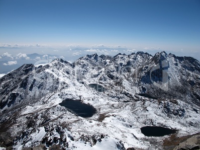 View From Surya Peak, 5145 M Altitude.  Lake Gosainkunda
