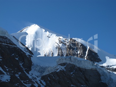 Wind Blowing Snow Over A High Mountain