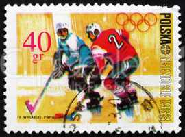 Postage stamp Poland 1968 Ice Hockey, Olympic sports, Grenoble 6