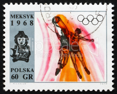 Postage stamp Poland 1968 Basketball, Olympic sports, Mexico 68