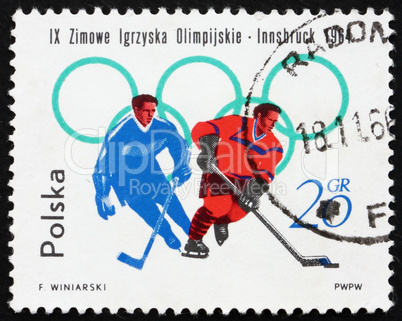 Postage stamp Poland 1964 Ice Hockey, Olympic sports, Innsbruck