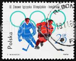 Postage stamp Poland 1964 Ice Hockey, Olympic sports, Innsbruck
