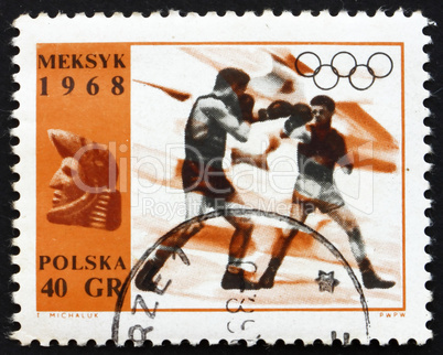 Postage stamp Poland 1968 Boxing, Olympic sports, Mexico 68