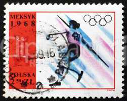 Postage stamp Poland 1968 Women?s Javelin, Olympic sports, Mexic