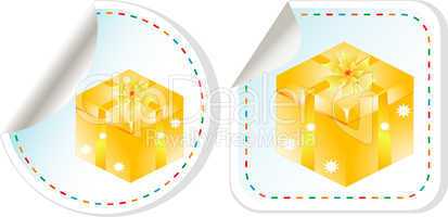 Set of stickers - yellow gift boxes