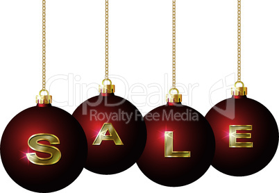 Red Christmas balls with golden word Sale
