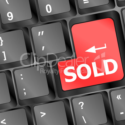 Wording sold on computer keyboard, business concept