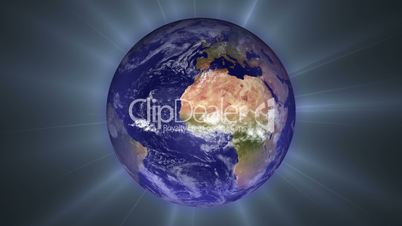 Earth rotate with light effects.