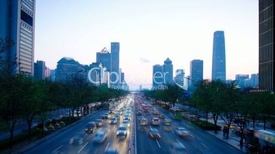 Skyscrapers in Beijing. Timelapse