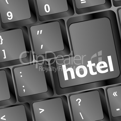 Hotel key in place of enter key - business concept