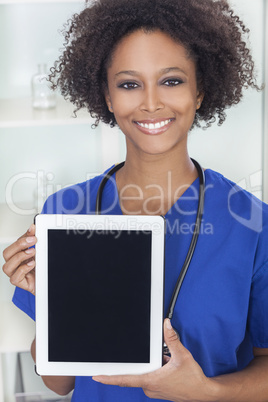 African American Female Doctor With Tablet Computer