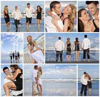 Young Beautiful Couples on a Deserted Beach Montage