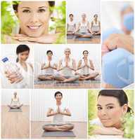 Healthy Yoga Lifestyle Montage Women at Spa