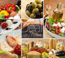 Healthy Italian Mediterranean Food Menu Montage