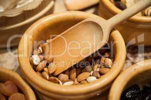 nuts in a wooden bowl