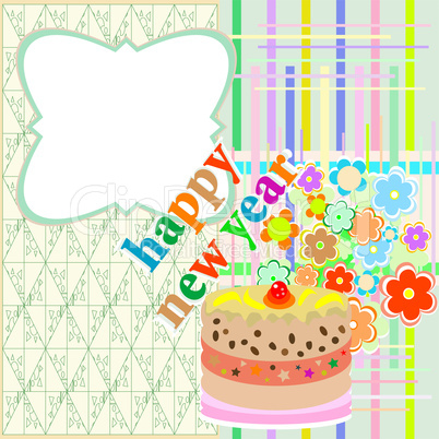 new year cupcake with flowers on new year background