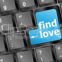 A keyboard with a find love button - social concept