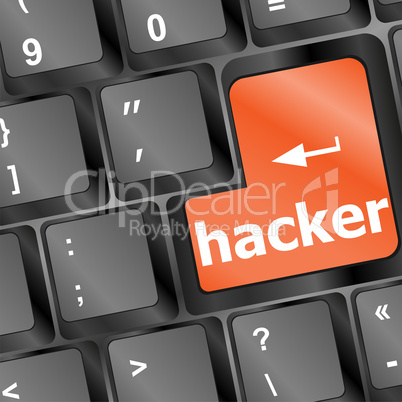 hacker word on keyboard, cyber attack, cyber terrorism concept