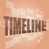 words time line on digital screen, business time concept