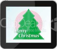 new year and christmas tree on tablet pc
