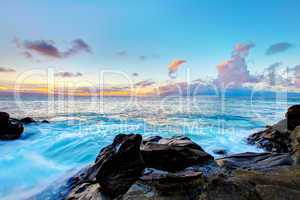 Island Maui tropical cliff coast line with ocean. Hawaii.