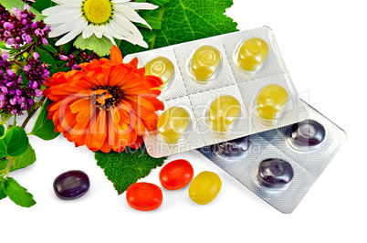 Lozenges cough multicolored with herbs