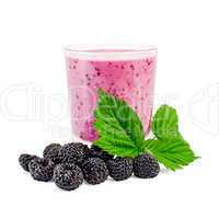 Milk cocktail with blackberries