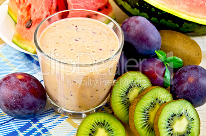 Milkshake with plums and watermelon