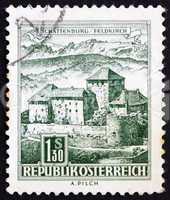 Postage stamp Austria 1967 Schatten Castle, Feldkirch, Vorarlber