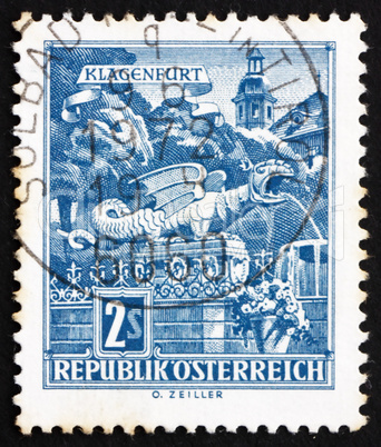 Postage stamp Austria 1968 Dragon Fountain, Klagenfurt