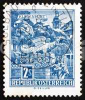 Postage stamp Austria 1968 Dragon Fountain, Klagenfurt