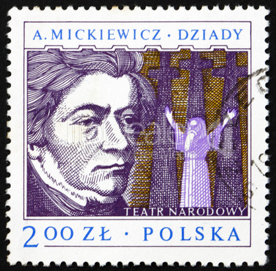 Postage stamp Poland 1978 Adam Mickiewicz, Polish Dramatist
