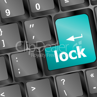 lock written in white on blue computer keys