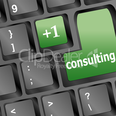consulting word on white keyboard, business concept