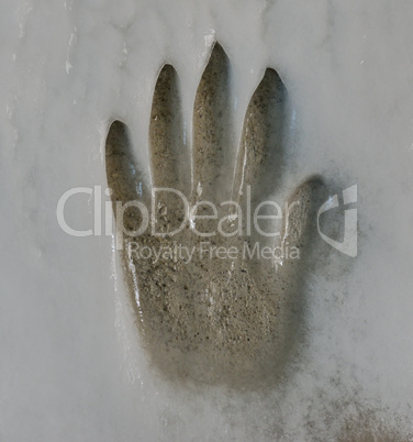 Hand Print On Ice