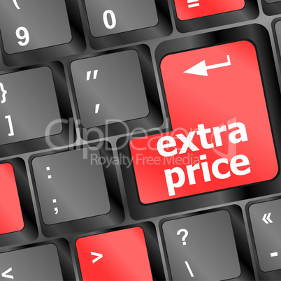 extra price word key or keyboard, discount concept