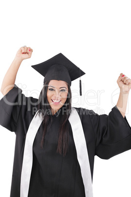 Graduation of a woman dressed in a black gown