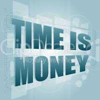 words Time is money on digital screen, time concept